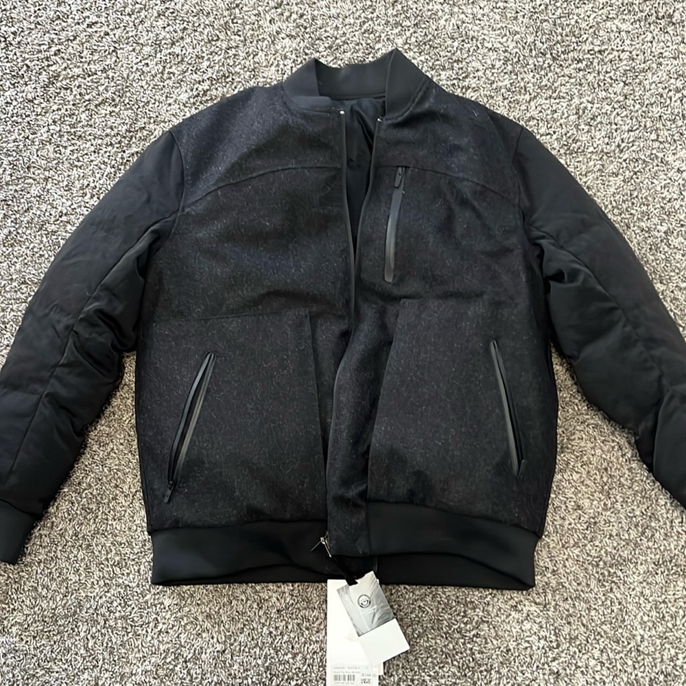 Lululemon Roam Far Wool Bomber in Black / Heathered Black Size 12 New With Tags